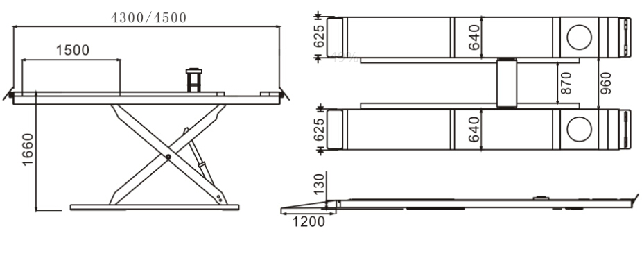 SHL-Y-J-35CCX/45CCX/50CCX Ultrathin Scissor Lift for Four Wheel Alignment(With Trolley)