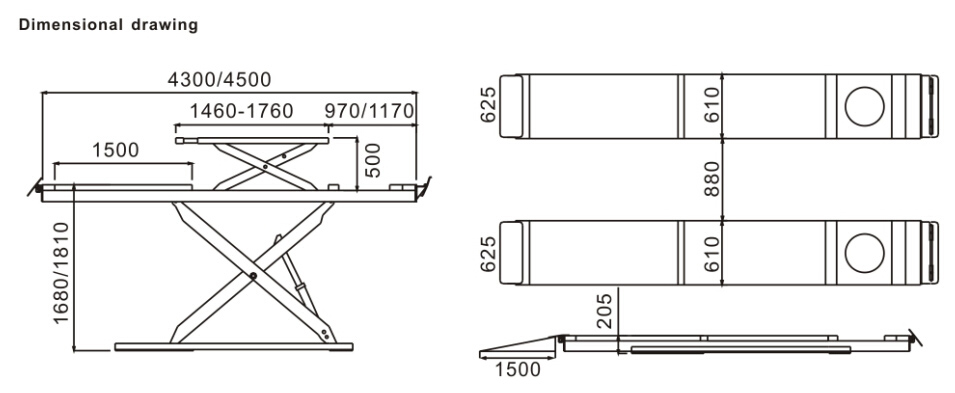 CD3532TC Ultrathin Double Level Scissor Lift for Four Wheel Alignment
